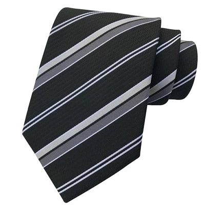 Classy Men Classic Dark Grey Striped Silk Tie - Classy Men Collection