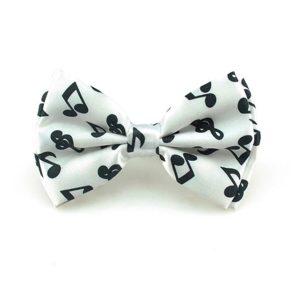 Classy Men White Musical Note Pre-Tied Bow Tie