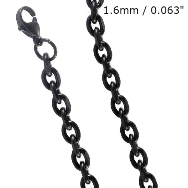 Classy Men 1.6mm Black Rolo Chain Necklace