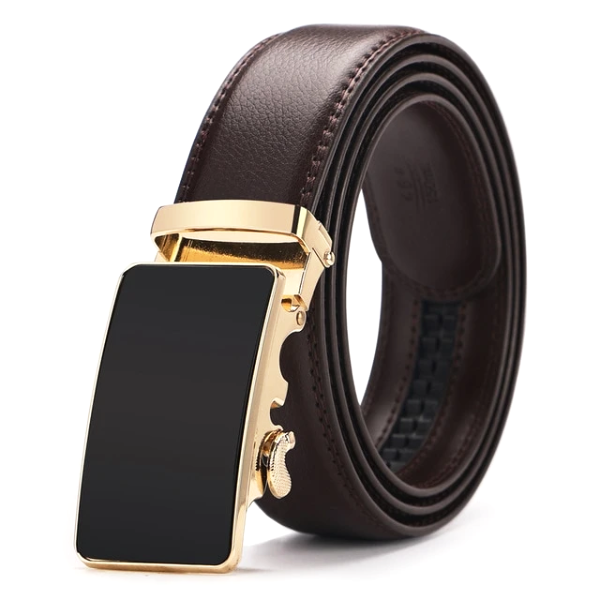 Brown Leather Suit Belt With Gold & Black Plain Buckle | Classy Men  Collection
