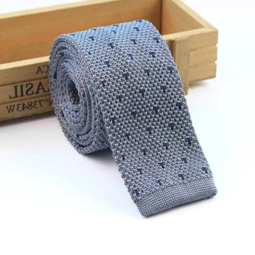 Classy Men Grey Dotted Square Knit Tie