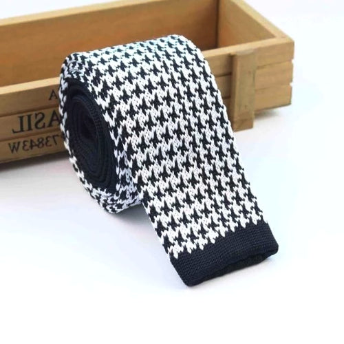 Classy Men Houndstooth Square Knit Tie