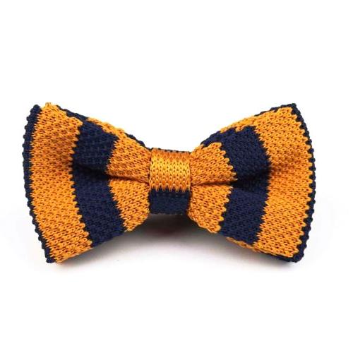 Classy Men Knitted Bow Tie Navy/Yellow - Classy Men Collection