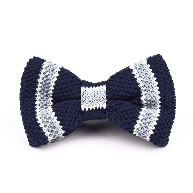 Classy Men Knitted Bow Tie Navy/Grey - Classy Men Collection