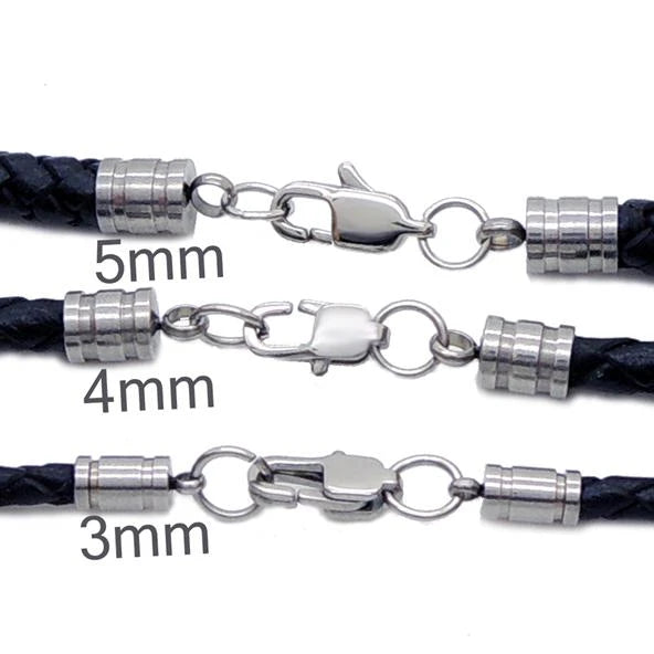 Classy Men 3mm Woven Leather Chain Necklace