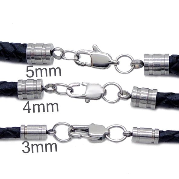 Classy Men 4mm Woven Leather Chain Necklace