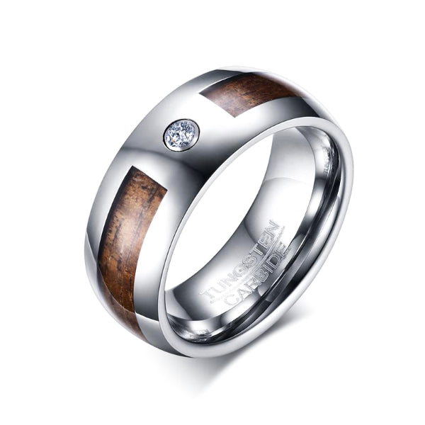 Classy Men CZ Wood Inlay Ring - Classy Men Collection