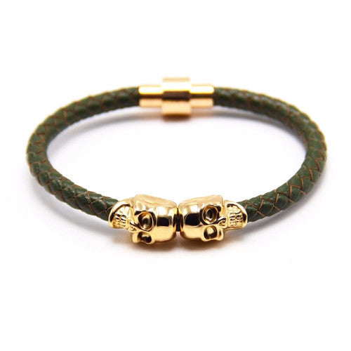 Classy Men Skull Bracelet Green - Classy Men Collection