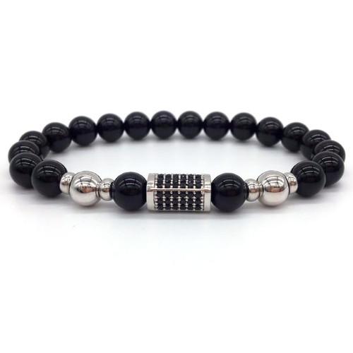 Classy Men Silver/Black Bar Bracelet - Classy Men Collection