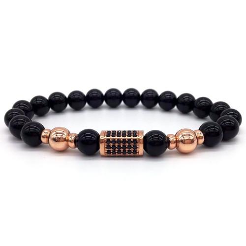 Classy Men Rose Gold/Black Bar Bracelet - Classy Men Collection