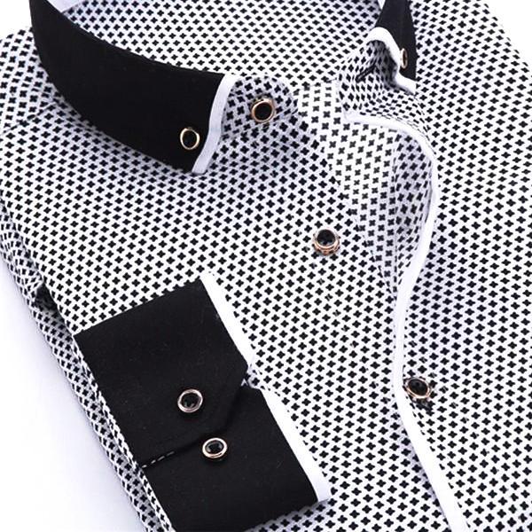 Casual Black/White Dress Shirt | Slim Fit | Sizes 38-45 - Classy Men Collection