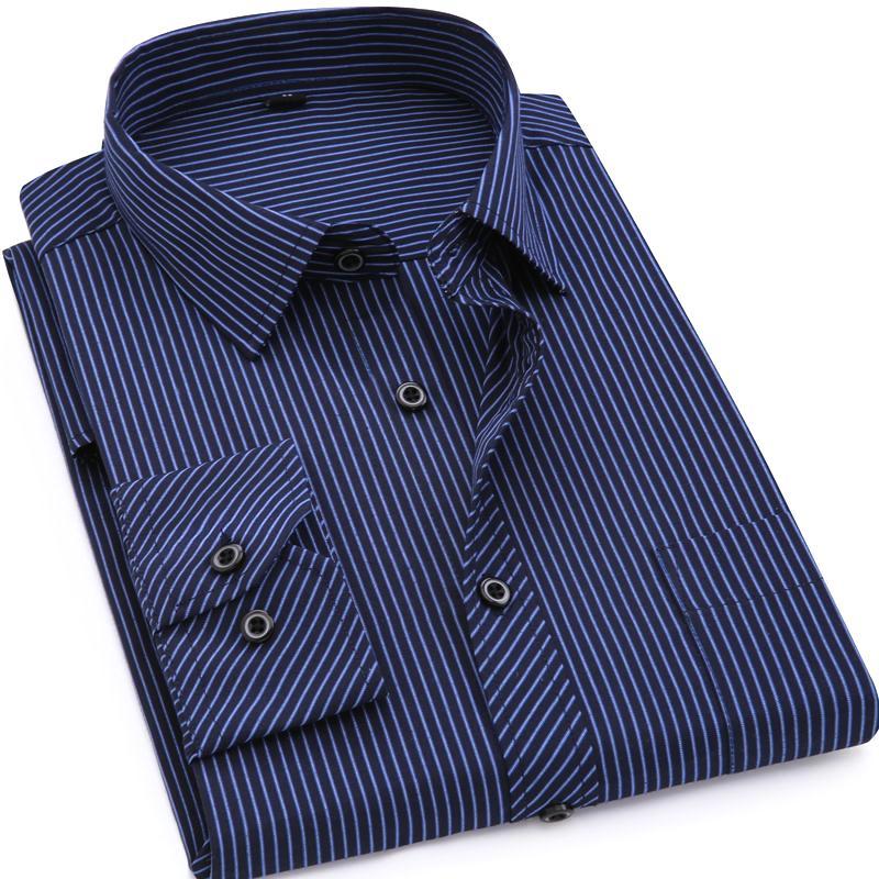 Navy Blue Fine Striped Dress Shirt | Modern Fit | Sizes 38-48