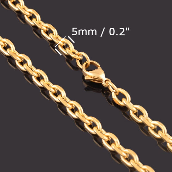 Classy Men 5mm Gold Rolo Chain Necklace
