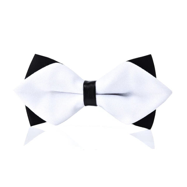 Classy Men White Pre-Tied Diamond Bow Tie