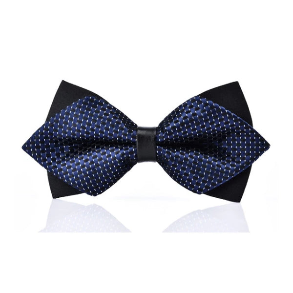 Classy Men Blue White Pre-Tied Diamond Bow Tie - Classy Men Collection