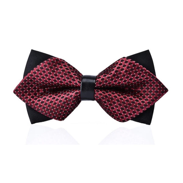 Classy Men Red Pattern Pre-Tied Diamond Bow Tie