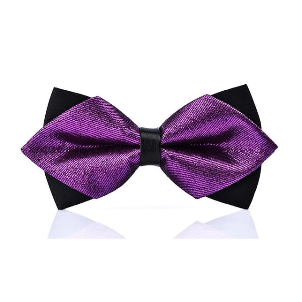 Classy Men Shiny Violet Pre-Tied Diamond Bow Tie