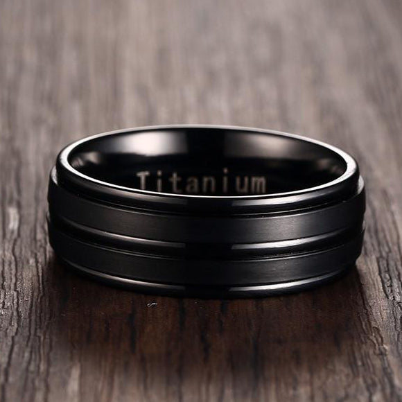 Classy Men Black Channeled Titanium Ring - Classy Men Collection