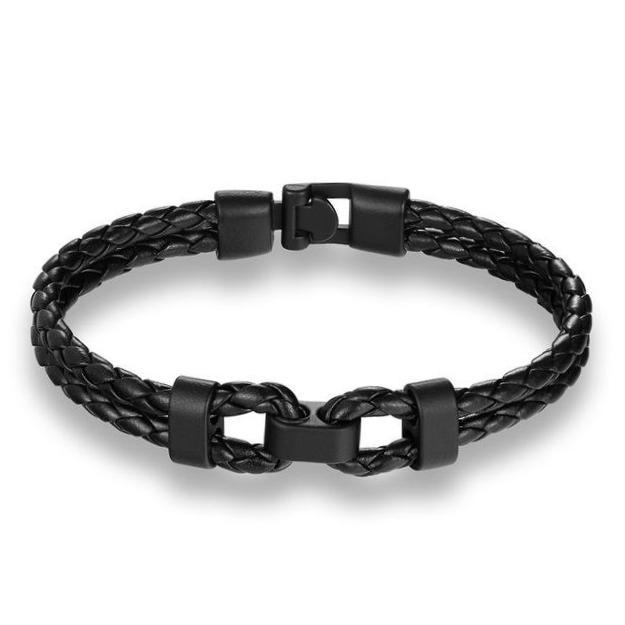 Classy Men Black Leather Bracelet - Classy Men Collection