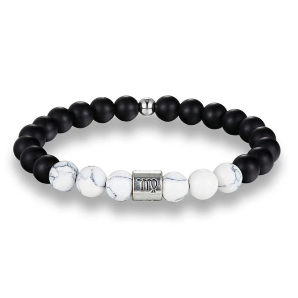 Bracciale zodiacale con perline bianche da uomo di classe Vergine