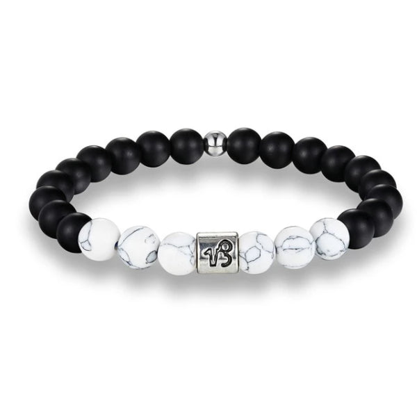 Bracciale zodiacale con perline bianche Capricorno da uomo di classe