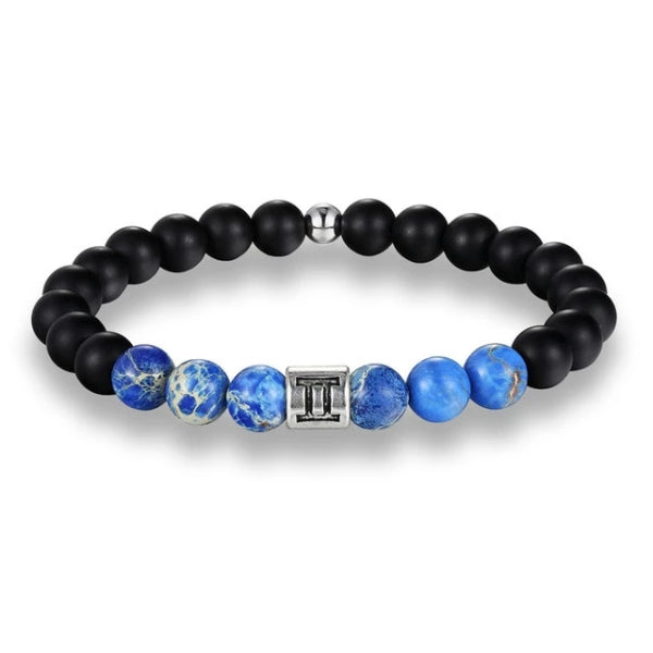 Classy Men Gemini Blue Beaded Zodiac Bracelet