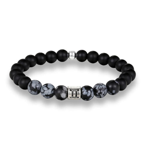 Bracciale zodiacale con perline nere Gemelli da uomo di classe