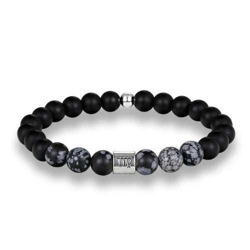Bracciale zodiacale con perline nere della Vergine da uomo di classe