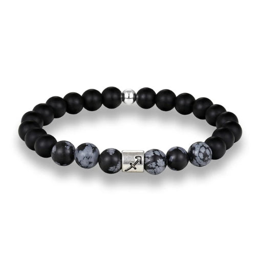 Bracciale zodiacale con perline nere Sagittario da uomo di classe