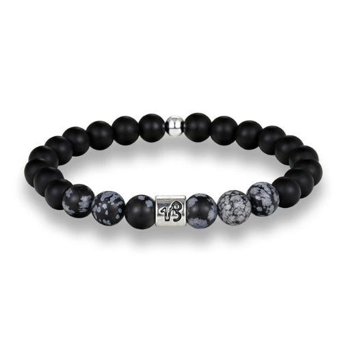 Bracciale zodiacale con perline nere Capricorno da uomo di classe