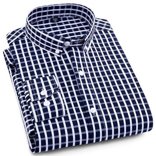 Blue Checkered Casual Dress Shirt | Modern Fit | Sizes 38-44 - Classy Men Collection