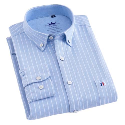 Blue Pinstripe Oxford Dress Shirt | Regular Fit | Sizes 38-44 - Classy Men Collection