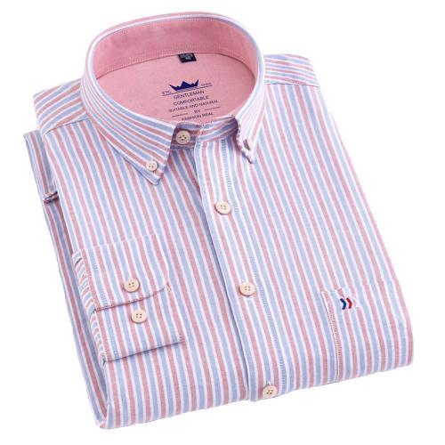 Blue/Pink Striped Oxford Dress Shirt | Regular Fit | Sizes 38-44 - Classy Men Collection