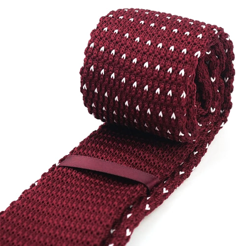 Classy Men Wine Red Dot Knitted Tie