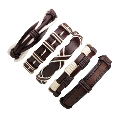 Classy Men Brown Leather Bracelet Set - Classy Men Collection