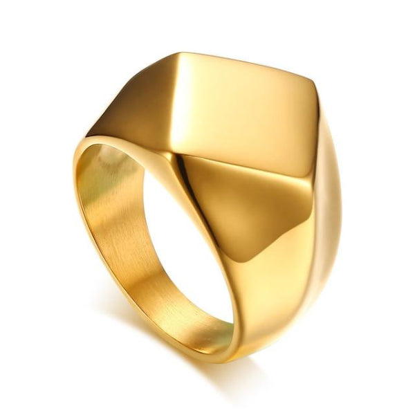 Classy Men Minimalist Signet Ring Gold - Classy Men Collection