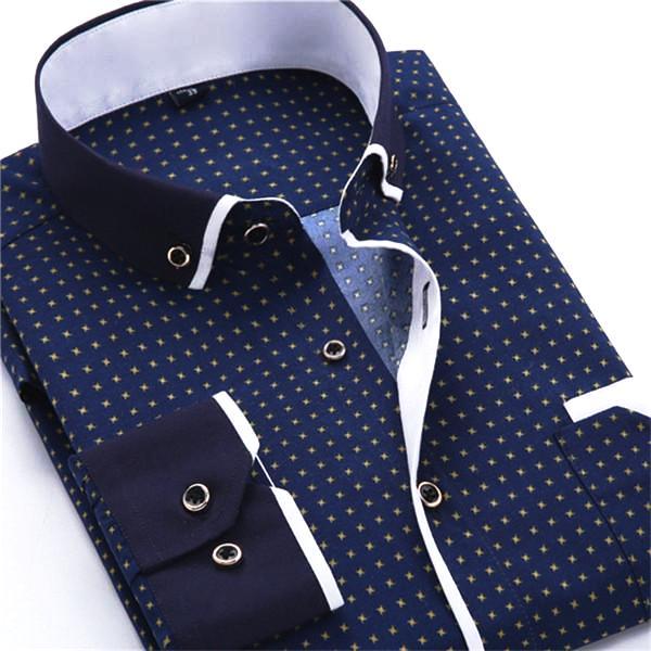 Casual Navy Blue Dress Shirt | Slim Fit | Sizes 38-45 - Classy Men Collection