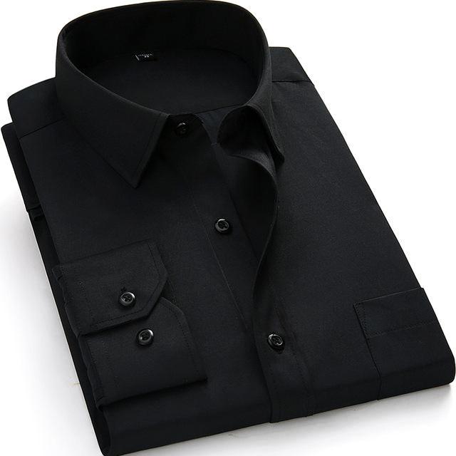 Basic Black Dress Shirt | Modern Fit | Sizes 38-48 - Classy Men Collection