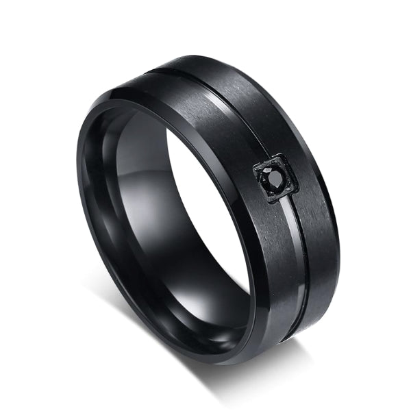 Classy Men Black CZ Titanium Ring - Classy Men Collection