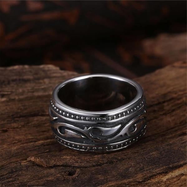 Classy Men Large Steel Tribal Ring - Classy Men Collection