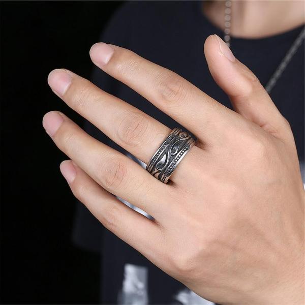 Classy Men Large Steel Tribal Ring - Classy Men Collection
