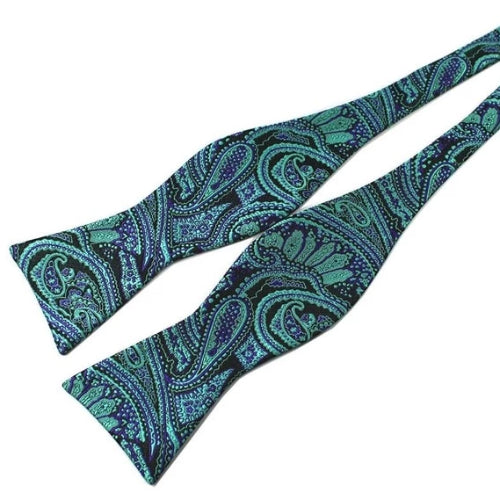 Classy Men Green Paisley Silk Self-Tie Bow Tie - Classy Men Collection