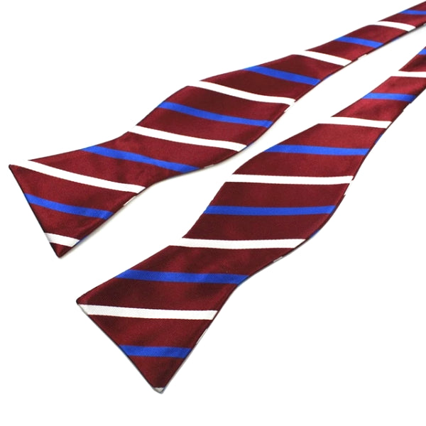 Classy Men Wine Striped Silk Self-Tie Bow Tie