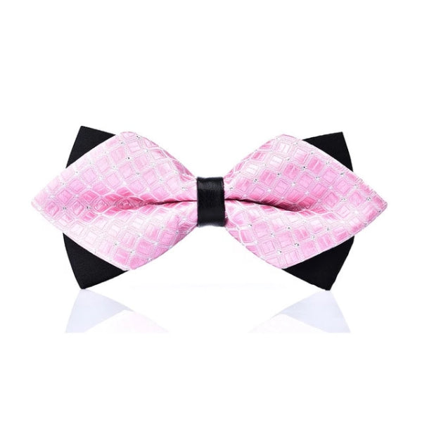Classy Men Light Pink Pre-Tied Diamond Bow Tie
