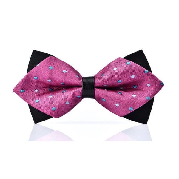 Papillon da uomo di classe con diamanti pre-annodato rosa punteggiato