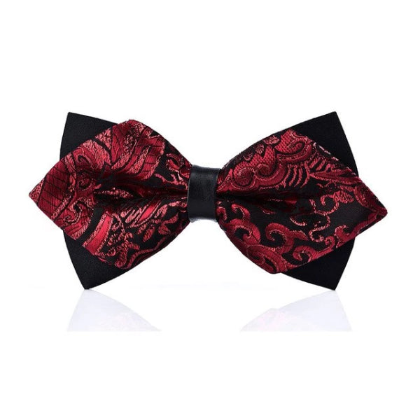 Papillon di diamanti pre-annodato con motivo cachemire rosso da uomo di classe