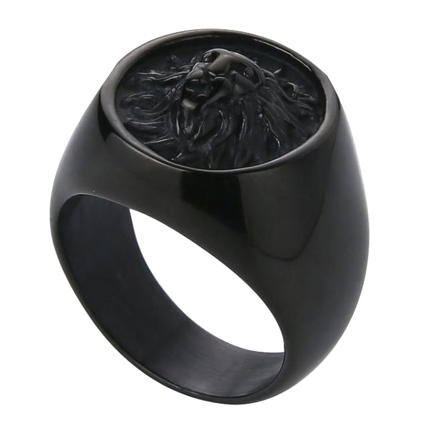 Classy Men Lion Signet Ring Black - Classy Men Collection