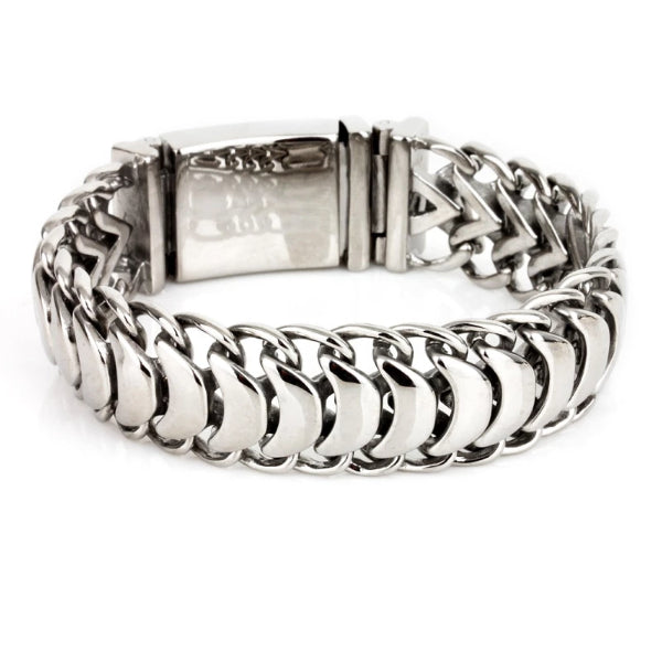 Bracciale a catena a maglie in acciaio inossidabile lucido da uomo di classe