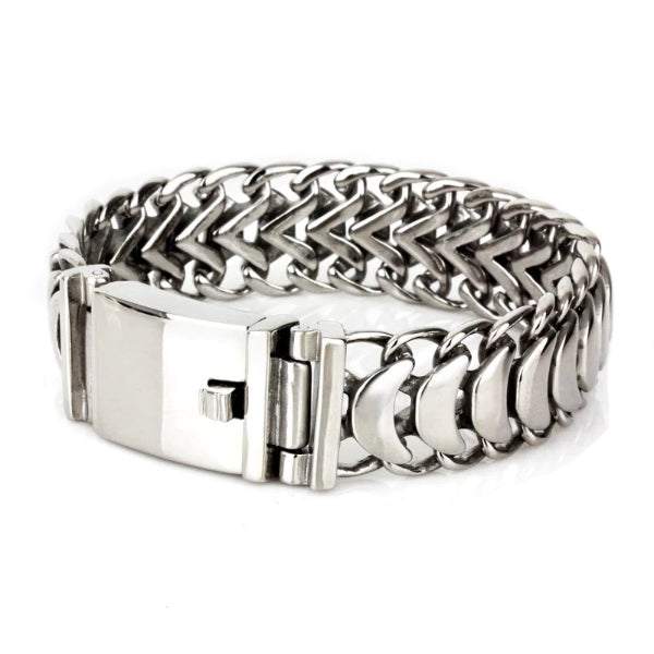 Classy Men Polished Stainless Steel Link Chain Bracelet