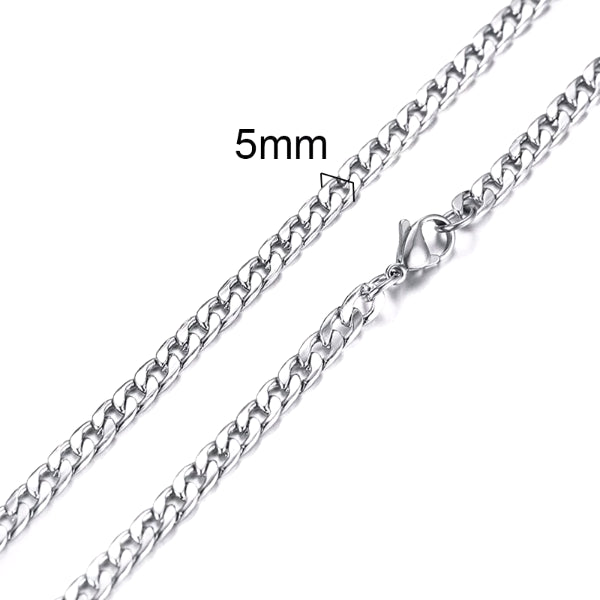 Classy Men 5mm Silver Curb Chain Necklace